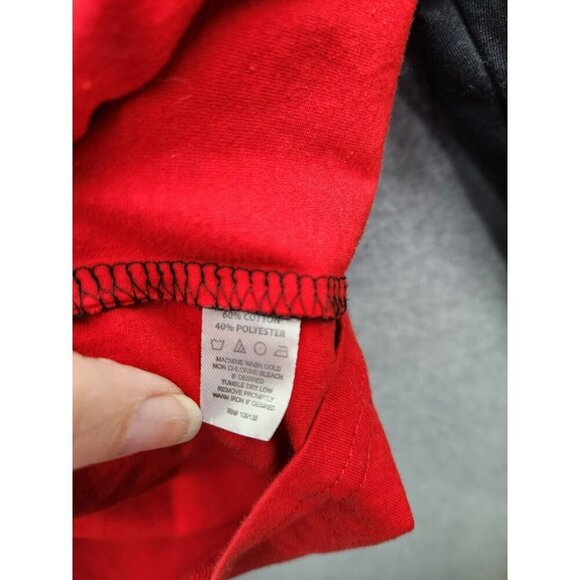 NBA Bulls Color Block Long Sleeve Top Size L Black & Red Polyester Cotton Blend - Picture 3 of 4